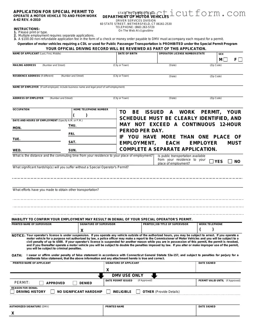 Free Connecticut A 62 Form