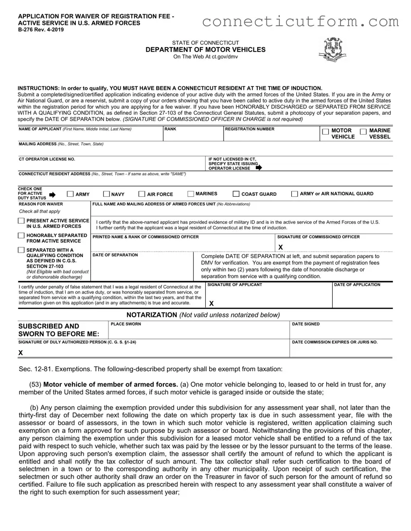 Free Connecticut B 276 Form