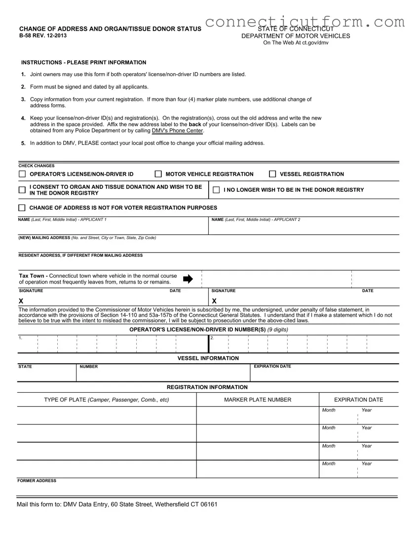 Free Connecticut B 58 Form