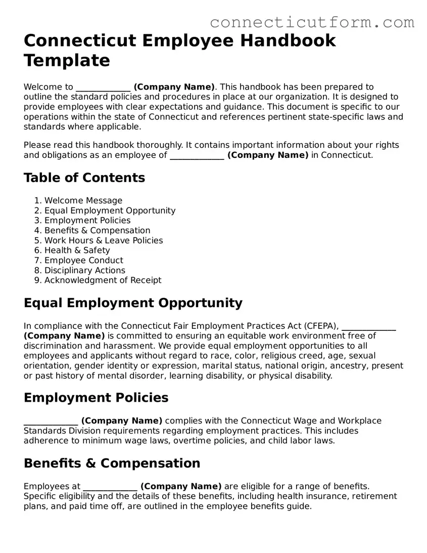 Free  Employee Handbook Template for Connecticut