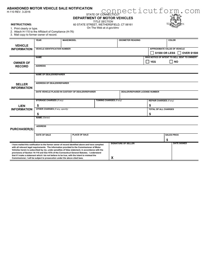 Free Connecticut H 110 Form