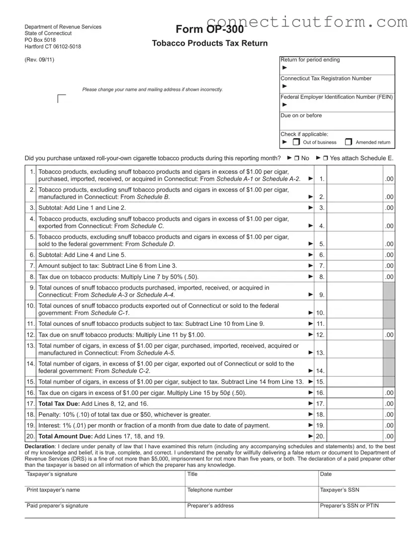 Free Connecticut Op 300 Form