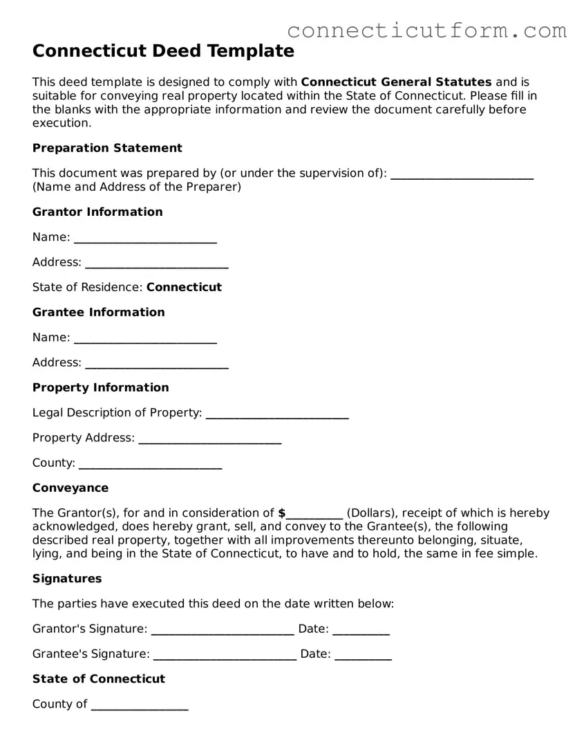 Free  Deed Template for Connecticut