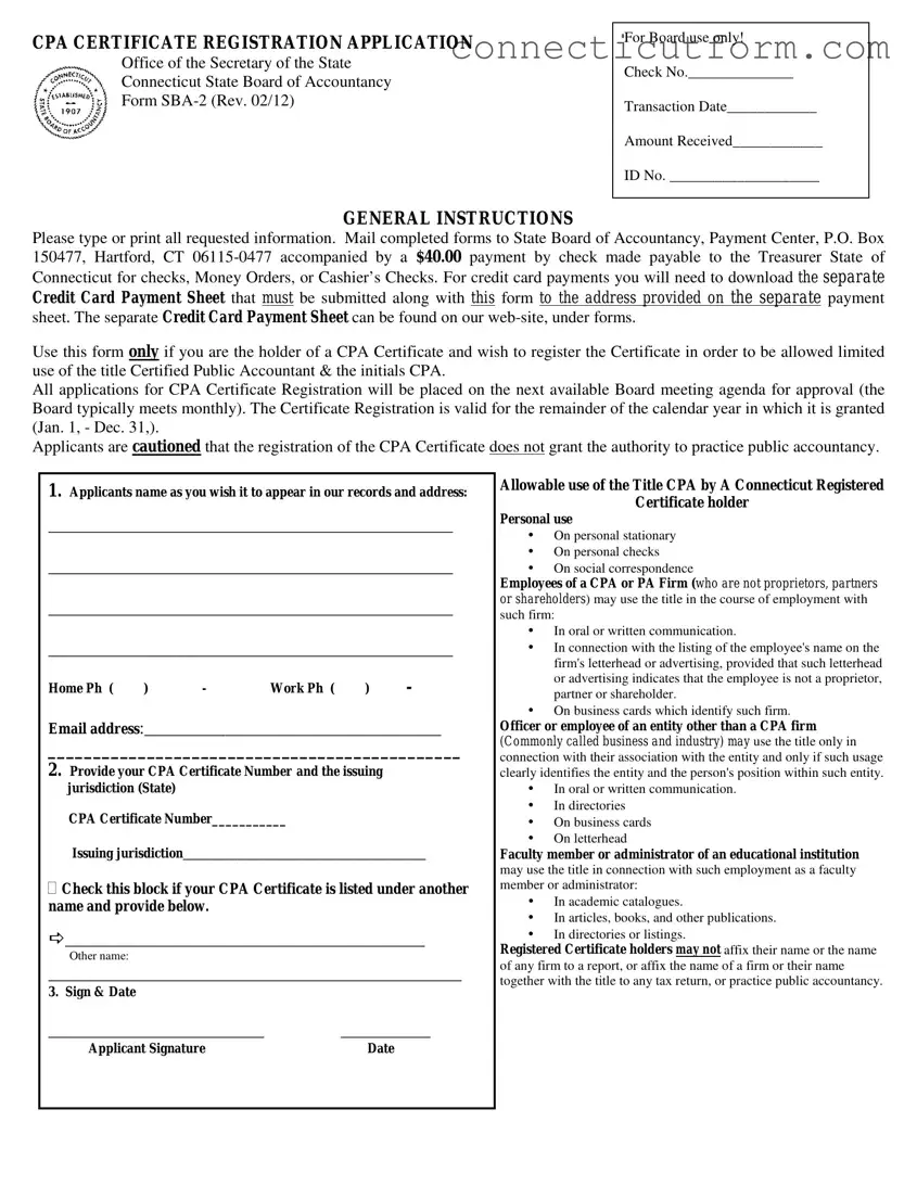 Free Connecticut Sba 2 Form