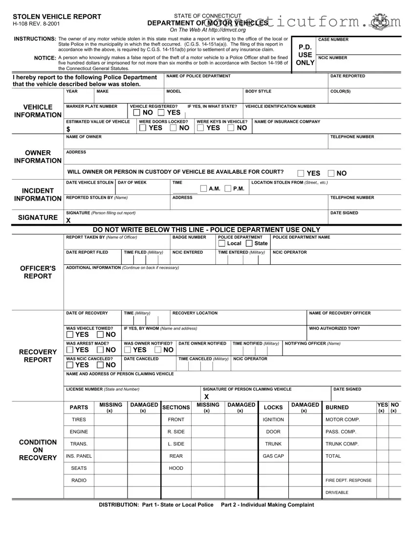 Free H 108 Connecticut Form