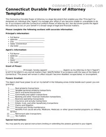 Free  Durable Power of Attorney Template for Connecticut