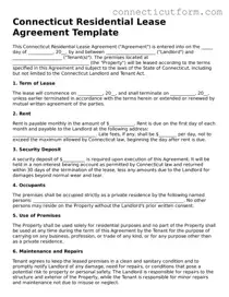Free  Residential Lease Agreement Template for Connecticut