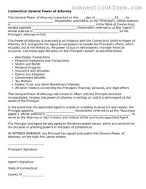 Free  General Power of Attorney Template for Connecticut