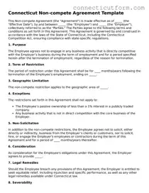 Free  Non-compete Agreement Template for Connecticut