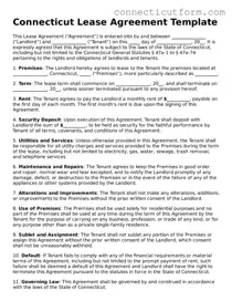 Free  Lease Agreement Template for Connecticut
