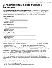 Free  Real Estate Purchase Agreement Template for Connecticut