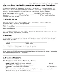 Free  Marital Separation Agreement Template for Connecticut