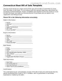 Free  Boat Bill of Sale Template for Connecticut