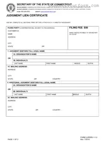 Free Judgment Lien Certificate Connecticut Form